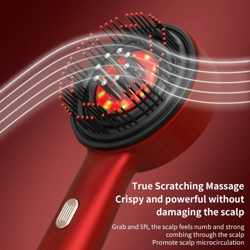 Peine eléctrico con luz roja que estimula el cuero cabelludo y favorece el crecimiento del cabello.